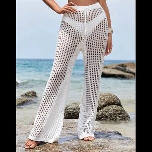 NWT Serra Beach Crochet Pants, white, size XL